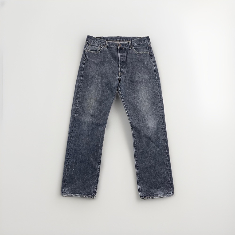 Levis 501 Button Fly Jeans Mens 36 Blue Straight 36x34 Straight Leg Relaxed